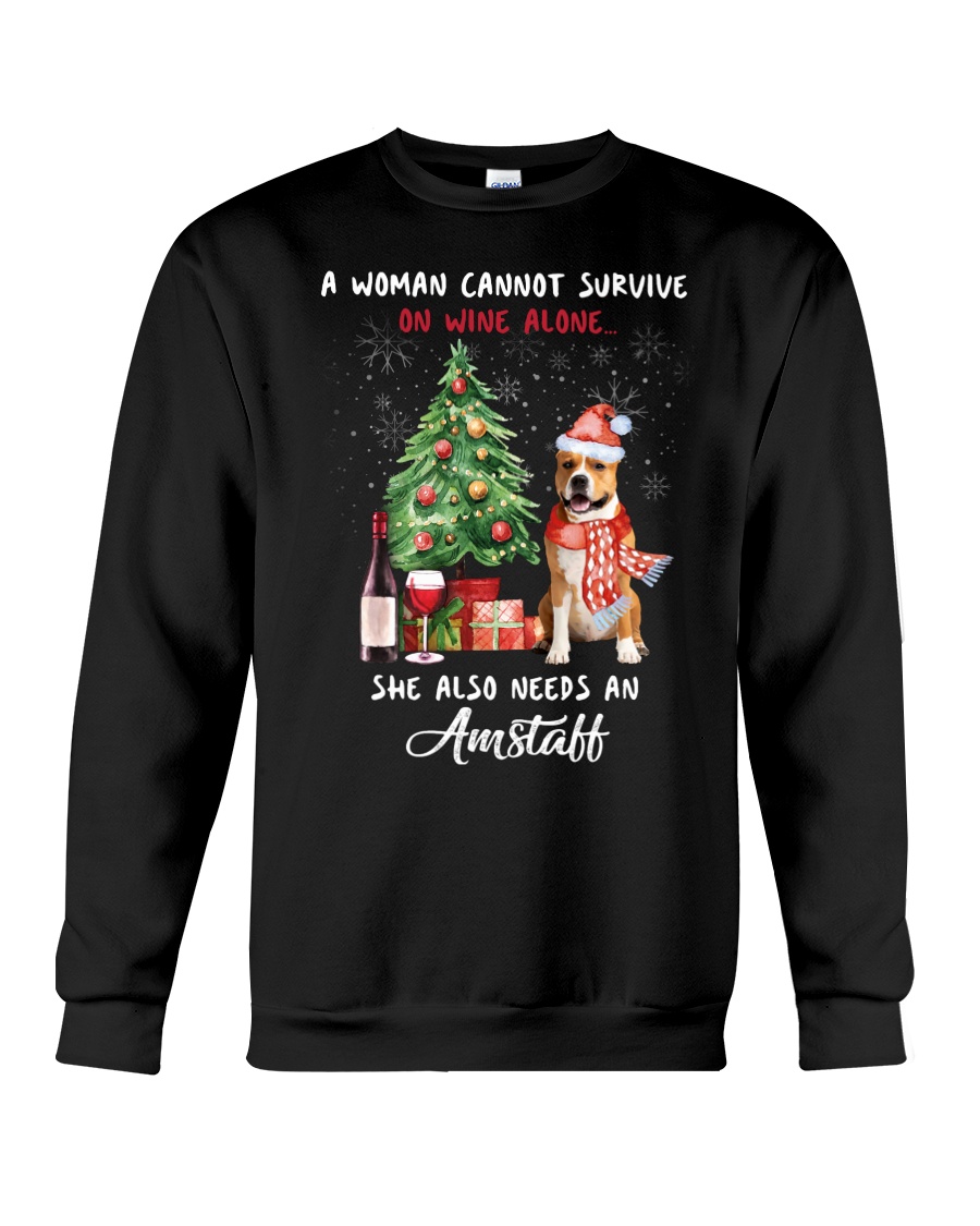 Christmas Wine and Amstaff Crewneck Sweatshirt