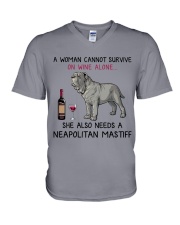 Wine and Neapolitan Mastiff 2 V-Neck T-Shirt thumbnail