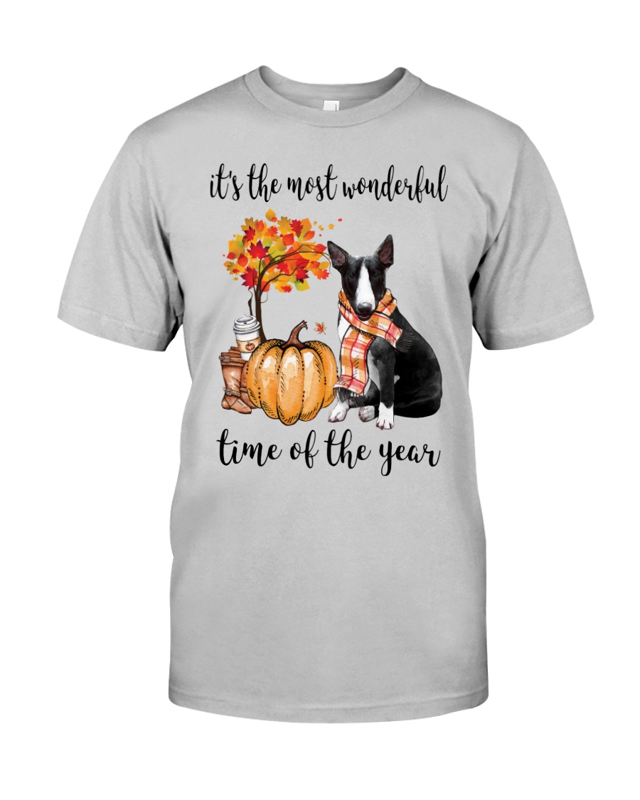 The Most Wonderful Time - Black White Bull Terrier Classic T-Shirt