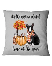 The Most Wonderful Time - Black White Bull Terrier Square Pillowcase thumbnail