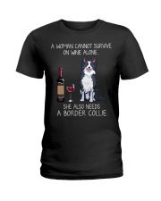 Wine and Border Collie Ladies T-Shirt thumbnail