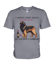 Wine and Leonberger 2 V-Neck T-Shirt thumbnail