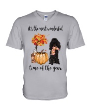 The Most Wonderful Time - Black Poodle V-Neck T-Shirt thumbnail