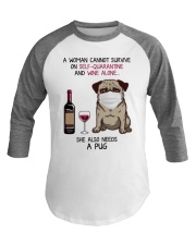 Cannot Survive Alone - Pug Baseball Tee thumbnail
