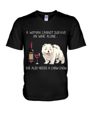 Wine and Chow Chow V-Neck T-Shirt thumbnail