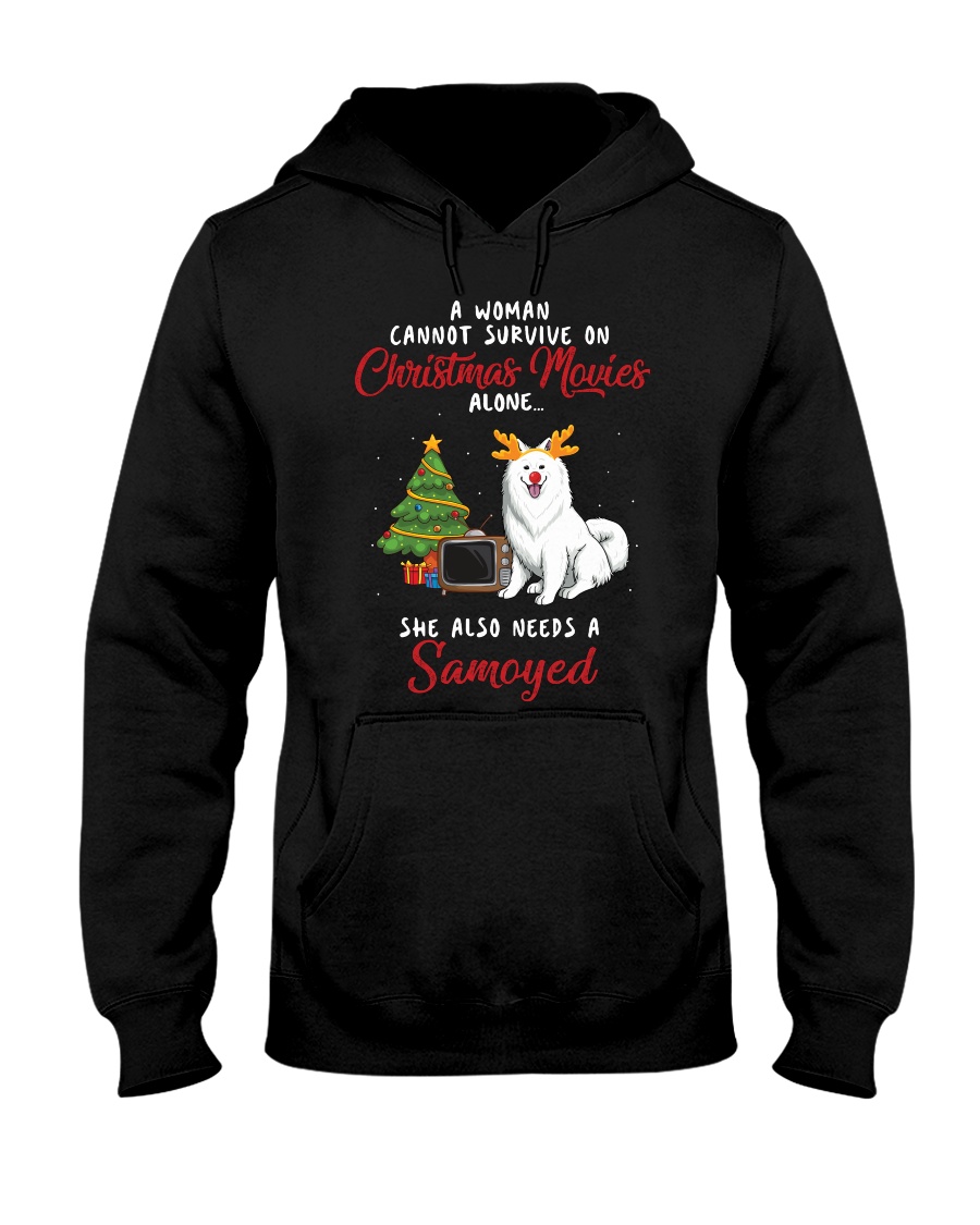 Christmas Movies and Samoyed Hooded Sweatshirt