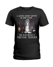 Wine and Tibetan Terrier Ladies T-Shirt thumbnail