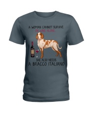 Wine and Bracco Italiano 2 Ladies T-Shirt thumbnail