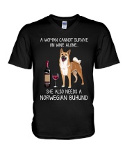 Wine and Norwegian Buhund V-Neck T-Shirt thumbnail