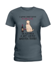 Wine and Soft Coated Wheaten Terrier 2 Ladies T-Shirt thumbnail
