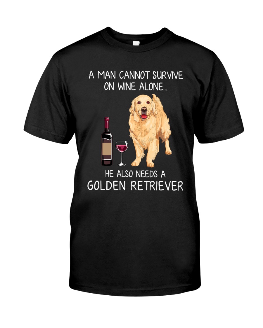 Wine and Golden Retriever - Man version Classic T-Shirt