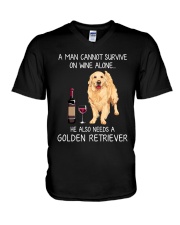 Wine and Golden Retriever - Man version V-Neck T-Shirt thumbnail