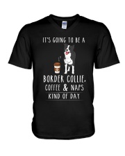 Border Collie Coffee and Naps V-Neck T-Shirt thumbnail