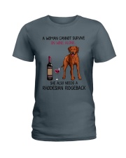 Wine and Rhodesian Ridgeback 2 Ladies T-Shirt thumbnail