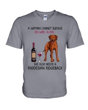 Wine and Rhodesian Ridgeback 2 V-Neck T-Shirt thumbnail
