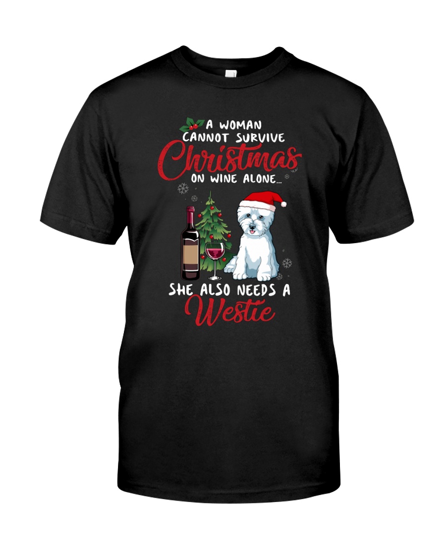 Christmas - Wine and Westie Classic T-Shirt