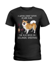 Wine and Icelandic SheepDog Ladies T-Shirt tile