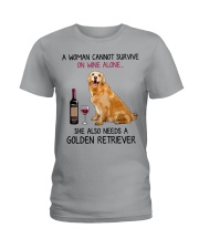 Wine and Golden Retriever 4 Ladies T-Shirt thumbnail