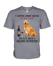 Wine and Golden Retriever 4 V-Neck T-Shirt thumbnail