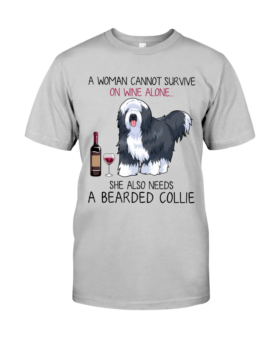 Wine and Bearded Collie 2 Classic T-Shirt