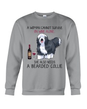 Wine and Bearded Collie 2 Crewneck Sweatshirt thumbnail