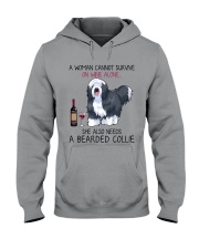 Wine and Bearded Collie 2 Hooded Sweatshirt thumbnail