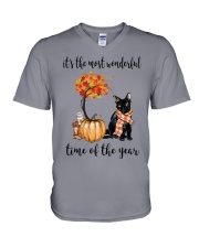The Most Wonderful Time - Black Cat V-Neck T-Shirt thumbnail