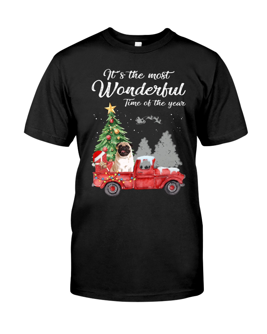Wonderful Christmas with Truck - Pug Classic T-Shirt