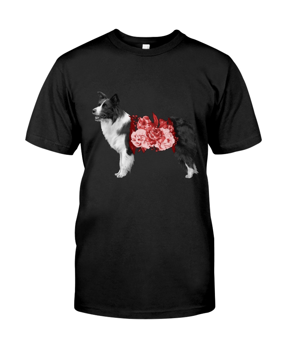 Flower and Border Collie Classic T-Shirt