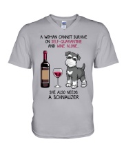 Cannot Survive Alone - Schnauzer V-Neck T-Shirt thumbnail
