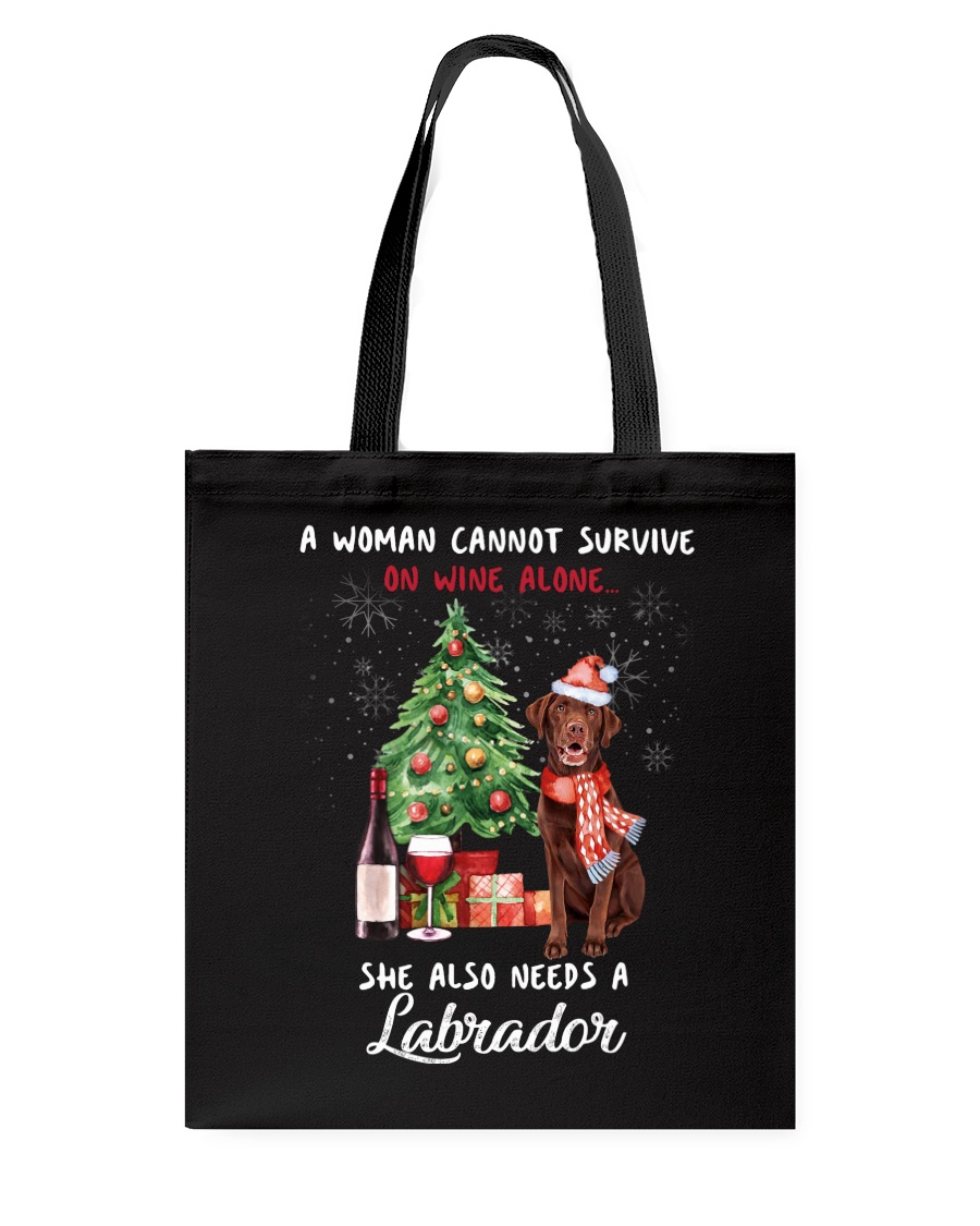 Christmas Wine and Chocolate Labrador Tote Bag