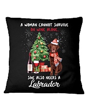 Christmas Wine and Chocolate Labrador Square Pillowcase thumbnail