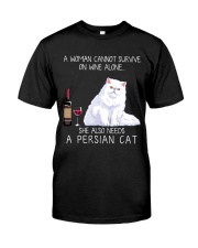 Wine and Persian Cat Classic T-Shirt front