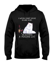 Wine and Persian Cat Hooded Sweatshirt thumbnail