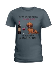 Wine and Dachshund - Man Ladies T-Shirt thumbnail