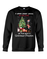 Christmas Wine and Doberman Pinscher Crewneck Sweatshirt thumbnail