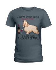 Wine and Cocker Spaniel 2 Ladies T-Shirt thumbnail