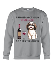 Wine and Shih Tzu 2 Crewneck Sweatshirt thumbnail