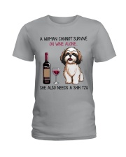 Wine and Shih Tzu 2 Ladies T-Shirt thumbnail