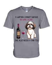 Wine and Shih Tzu 2 V-Neck T-Shirt thumbnail