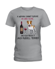 Wine and Jack Russell Terrier 2 Ladies T-Shirt thumbnail