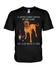 Wine and Tosa V-Neck T-Shirt thumbnail