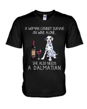 Wine and Dalmatian V-Neck T-Shirt thumbnail
