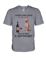 Wine and Weimaraner 2 V-Neck T-Shirt thumbnail