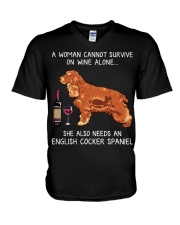 Wine and English Cocker Spaniel V-Neck T-Shirt thumbnail