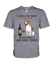 Wine and Jack Russell Terrier 4 V-Neck T-Shirt thumbnail