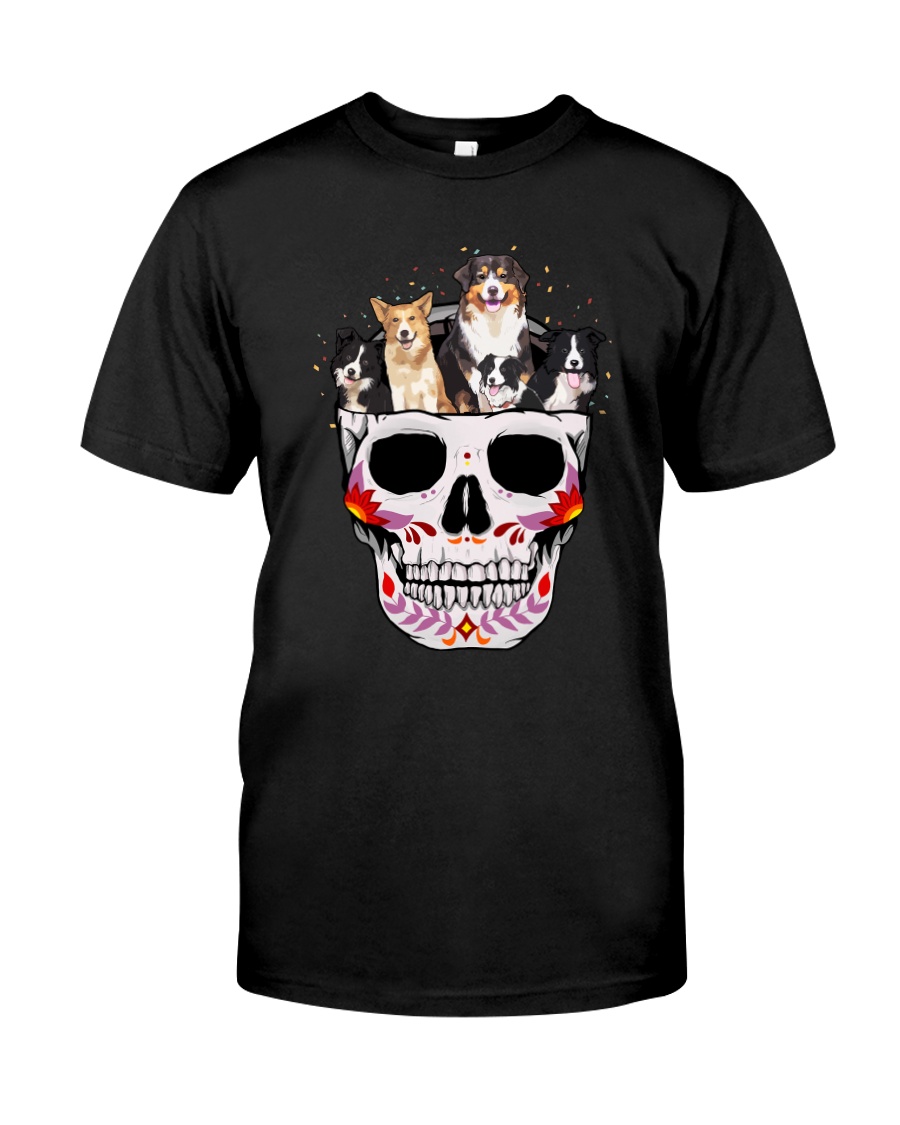Half Skull Border Collie Classic T-Shirt