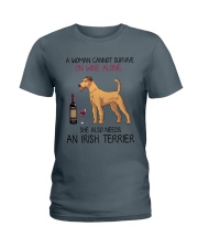 Wine and Irish Terrier 2 Ladies T-Shirt thumbnail
