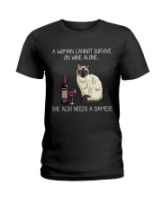 Wine and Siamese Ladies T-Shirt thumbnail