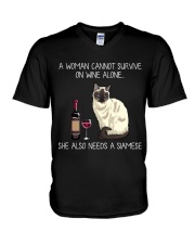 Wine and Siamese V-Neck T-Shirt thumbnail